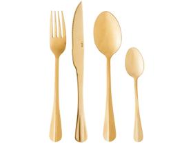 Jogo de Talheres Faqueiro 24 Peças Dourado Inox Gastro luxo Jogo de Talheres Faqueiro 24 Peças Dourado Inox Gastro luxo