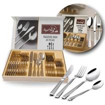 Jogo De Talheres Faqueiro Inox 24 Peças Luxo Mesa Completa