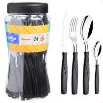 Jogo de Talheres Faqueiro Itaparica Brinox 24 Peças Aço Inox Preto