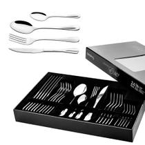 Jogo De Talheres Faqueiro Kit Talher Aço Inox 24 Peças