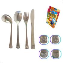 Jogo De Talheres Infantil Inox Baby Criança Bebe Kit 4 Peças