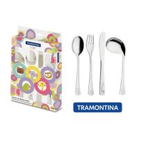 Jogo de Talheres Infantil Tramontina Baby em Aço Inox Acabamento Brilho com Desenho em Alto Relevo 4 Peças Jogo de Talheres Infantil Tramontina Baby em Aço Inox Acabamento Brilho com Desenho em Alto Relevo 4 Peças