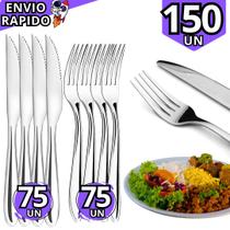 Jogo de Talheres Inox 150 Peças Garfos e Facas para Jantar Cozinha Restaurante Lanchonete Refeição