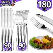 Jogo de Talheres Inox 180 Peças Garfos e Facas para Jantar Cozinha Restaurante Lanchonete Refeição Jogo de Talheres Inox 180 Peças Garfos e Facas para Jantar Cozinha Restaurante Lanchonete Refeição