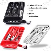 Jogo De Talheres Inox 24 Peças Com Suporte Gaveteiro