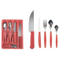 Jogo De Talheres Inox 26Pçs Vermelho - Boni