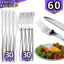 Jogo de Talheres Inox 60 Peças Garfos e Facas para Jantar Cozinha Restaurante Lanchonete Refeição