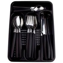 Jogo De Talheres Inox Com 24 Peças Suporte Gaveteiro