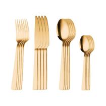 Jogo De Talheres Inox Dourado 16 Pcs