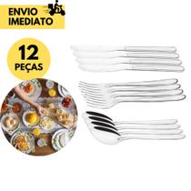 Jogo de Talheres Inox, Faqueiro c/ 12 Peças Sendo 4 Facas 4 Colheres 4 Garfos p Cozinha Restaurantes Jogo de Talheres Inox, Faqueiro c/ 12 Peças Sendo 4 Facas 4 Colheres 4 Garfos p Cozinha Restaurantes