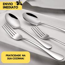 Jogo de Talheres Inox Faqueiro c/ 18 ou 6 Peças Sendo 6 Garfos 6 Facas e 6 Colheres para Restaurantes Res