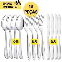 Jogo de Talheres Inox Faqueiro c/ 18 Peças Sendo 6 Garfos 6 Facas e 6 Colheres para Restaurantes Res Jogo de Talheres Inox Faqueiro c/ 18 Peças Sendo 6 Garfos 6 Facas e 6 Colheres para Restaurantes Res