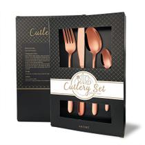 Jogo De Talheres Inox Luxo, 4 Peças - Dourado, Preto E Rose. Jogo De Talheres Inox Luxo, 4 Peças - Dourado, Preto E Rose.