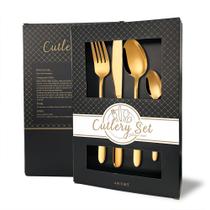 Jogo De Talheres Inox Luxo, 8 Peças - Dourado, Preto E Rose. Jogo De Talheres Inox Luxo, 8 Peças - Dourado, Preto E Rose.