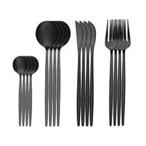 Jogo De Talheres Inox Preto 16Pcs