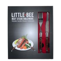 Jogo De Talheres Litte Bee Inox 6 Peças Facas E Garfos Luxo Madeira Jogo De Talheres Litte Bee Inox 6 Peças Facas E Garfos Luxo Madeira