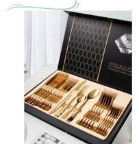 Jogo De Talheres Mesa Posta Com 24 Peças com Caixa Luxo Jogo De Talheres Mesa Posta Com 24 Peças com Caixa Luxo