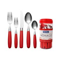 Jogo de Talheres Mônaco 20 Peças Aço Inox com Cabo Vermelho Jogo de Talheres Mônaco 20 Peças Aço Inox com Cabo Vermelho