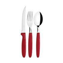 Jogo de Talheres New Caprese 12 Peças Aço Inox Cabo Vermelho Jogo de Talheres New Caprese 12 Peças Aço Inox Cabo Vermelho