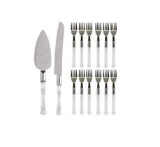 Jogo De Talheres Para Bolo C/14 Peças Inox Cabo Transparente Jogo De Talheres Para Bolo C/14 Peças Inox Cabo Transparente