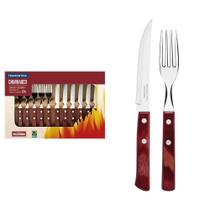 Jogo De Talheres Para Churrasco Em Aço Inox E Cabo Vermelho Polywood 12 Peças - Faca 5"