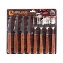 Jogo de Talheres Para Churrasco Inox com Cabo de Madeira 8Pçs 257200 Bel Fix Jogo de Talheres Para Churrasco Inox com Cabo de Madeira 8Pçs 257200 Bel Fix