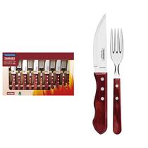 Jogo de Talheres para Churrasco Jumbo 12 Peças em Aço Inox com Cabo Vermelho Polywood Tramontina 21199/796