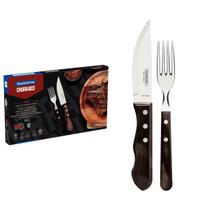 Jogo de Talheres para Churrasco Jumbo Tramontina Castanho Polywood 12 Peças Jogo de Talheres para Churrasco Jumbo Tramontina Castanho Polywood 12 Peças