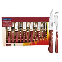 Jogo de Talheres para Churrasco Jumbo Tramontina em Inox Cabo Vermelho Polywood 12 Peças 21199796