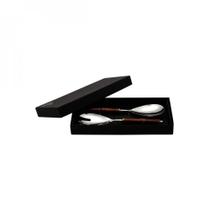 Jogo de Talheres para Salada Inox com Cabo de Bambu 2 Peças Rojemac Marrom