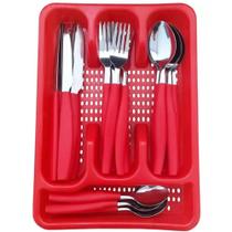 Jogo De Talheres Porta Talher 25 Peças Reforçado Comer