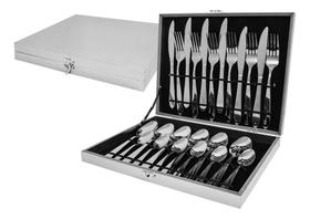 Jogo de Talheres Prata 24 peças com Maleta de Transporte em MDF Jogo de Talheres Prata 24 peças com Maleta de Transporte em MDF