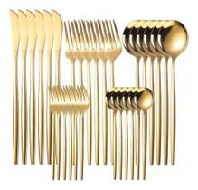 Jogo De Talheres Prata Mesa Posta Com 24 Peças Em Aço Inoxidável