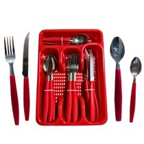 Jogo de Talheres Premium Faqueiro Inox 25 Peças Moderno com Seporte Gaveteiro, Garfo, Colher, Faca Jogo de Talheres Premium Faqueiro Inox 25 Peças Moderno com Seporte Gaveteiro, Garfo, Colher, Faca