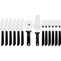 Jogo de Talheres Tramontina Aço Inox P/ Pizza 14 Pç Preto