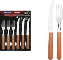 Jogo de Talheres Tramontina Churrasco com Lâminas em Aço Inox e Cabos de Madeira Natural 12 Peças Jogo de Talheres Tramontina Churrasco com Lâminas em Aço Inox e Cabos de Madeira Natural 12 Peças