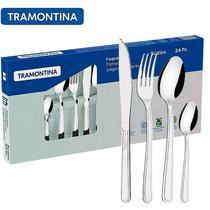 Jogo de Talheres Tramontina Faqueiro Búzios 24 Peças Aço Inox com Detalhe