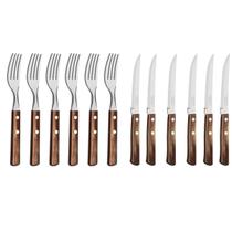 Jogo de Talheres Tramontina para Churrasco em Aço Inox Polywood 12 Peças