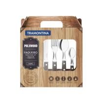 Jogo De Talheres Tramontina Polywood Inox 24Pçs