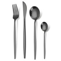 Jogo de talheres utensilhos de cozinha 4 peças faqueiro aparelho de jantar inox itens mesa posta - Kit 4 peças slim