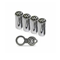 Jogo De Tampa Com Antifurto Para Ventil Do Pneu Com Emblema Volkswagen - 4 Peças Jogo De Tampa Com Antifurto Para Ventil Do Pneu Com Emblema Volkswagen - 4 Peças