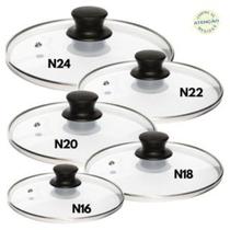 Jogo De Tampa De Vidro Para Panelas E Frigideiras Número 16 cm ao 24 cm Jogo De Tampa De Vidro Para Panelas E Frigideiras Número 16 cm ao 24 cm