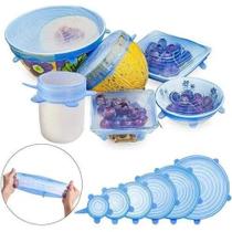 Jogo de Tampas de Silicone Esticáveis Para Vedação de Potes de Doces e Geleias Kit 6 Peças Prático