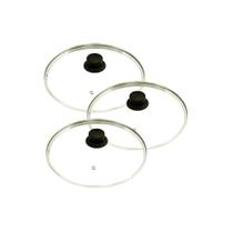 Jogo de Tampas de Vidro Com Puxador Preto 20, 22 e 28 cm