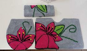 Jogo De Tapete 3 Peças Frufru Fundo Antiderrapente