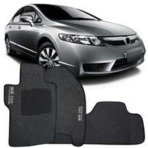 Jogo de Tapete Automotivo Carpete New Civic 2007 à 2013 Soft Logo Bordado Grafite 3 Peças