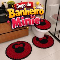 Jogo de Tapete Banheiro Em Crochê 3 Peças Minnie
