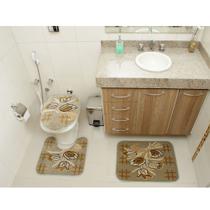 Jogo de Tapete Banheiro Veludo 3 Peças Royal Luxury Verde 104-2 Rayza