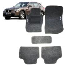 Jogo de Tapete BMW X1 11 12 13 14 15 16 Bordado Com Logo 5 Peças Cinza