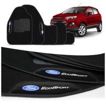 Jogo de Tapete Carpete Ecosport 2013 a 2020 Preto Logo Bordado Concept 3D 5 Peças